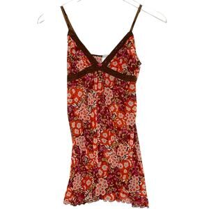 Gap S Womens Y2K Vintage Babydoll Tank Top Retro Floral Semi Sheer Mesh